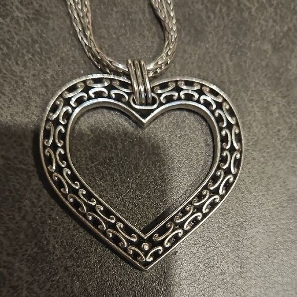 Brighton Seville Large Heart Reversilbe Two-Tone Retired Pendant Necklace - Picture 2 of 5